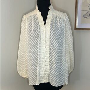 Zimmermann | White Pleated Polka Dot Blouse-Size 0